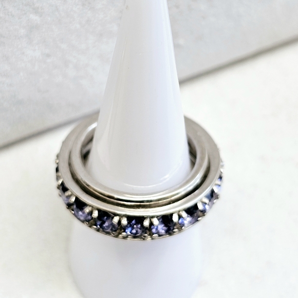 STS Karis Spinner Band Ring with Purple Stones Vintage Size 7.75 - Picture 10 of 15